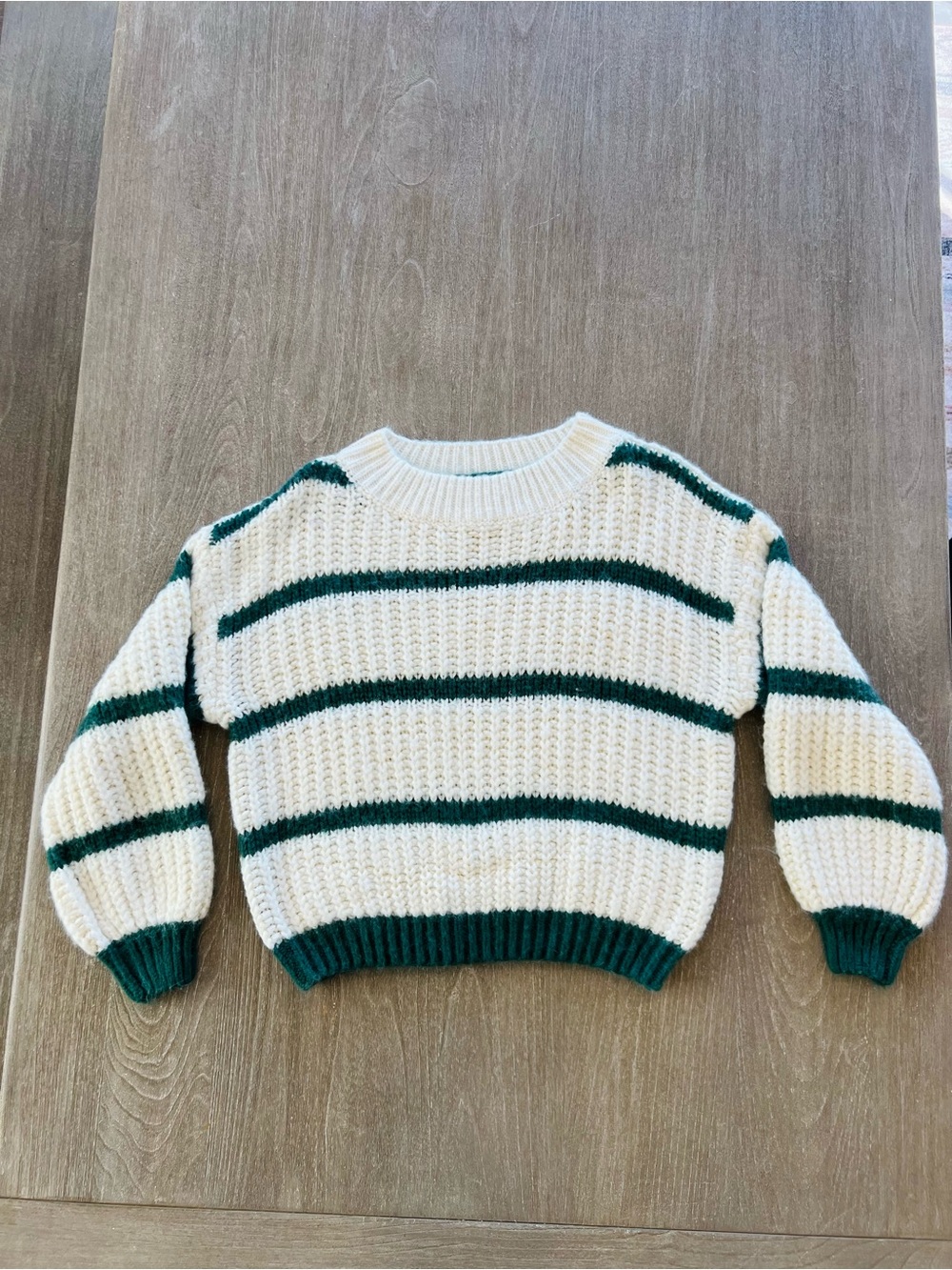 Miracle Chunky Sweater - Cream and Dark Green Stripes